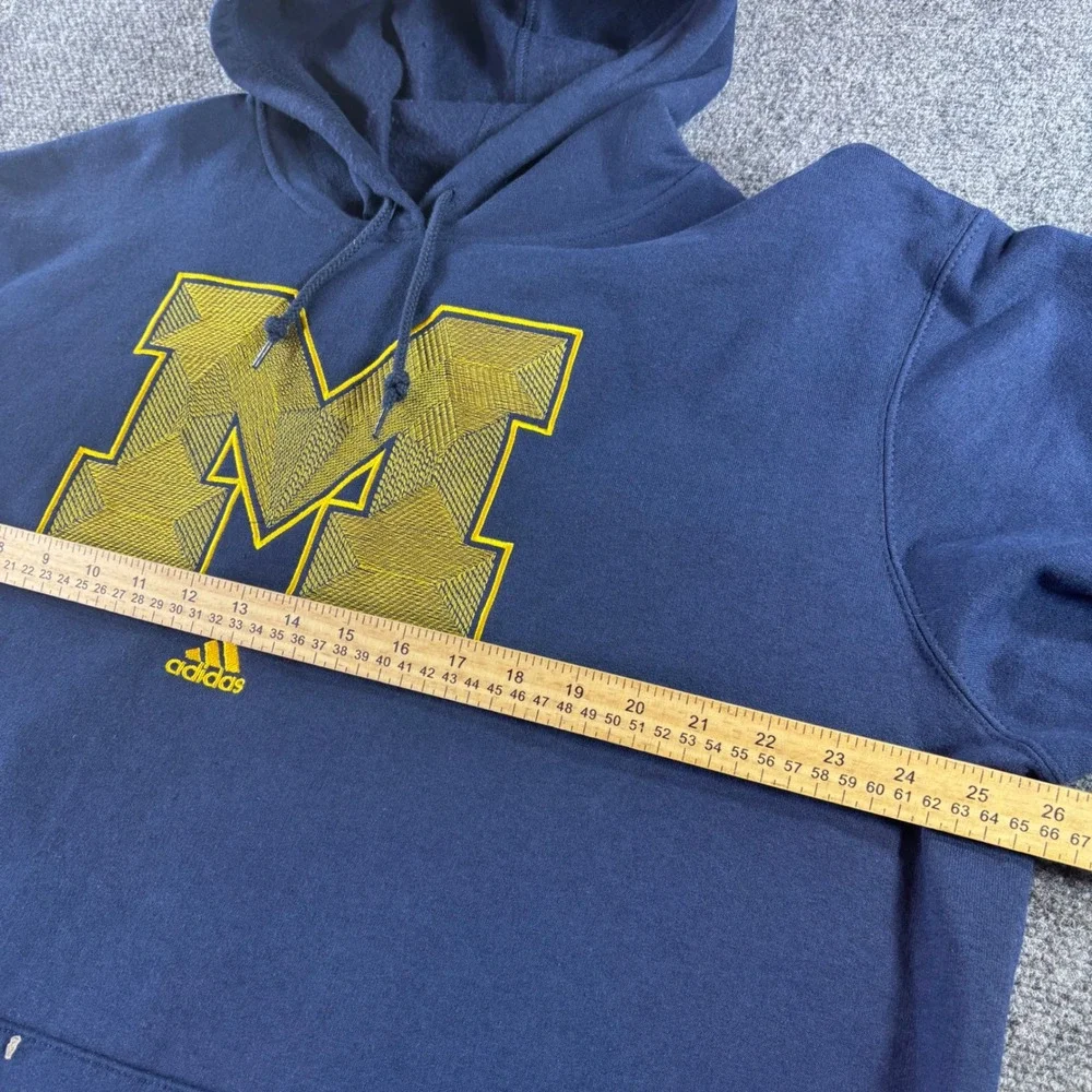 Adidas Hoodie Mens 2XL Navy Blue Michigan Wolverines Embroidered NCAA Sweatshirt